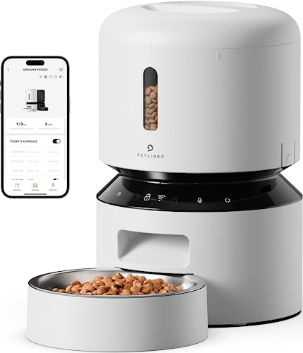 Automatic Cat Feeder, 5G WiFi Pet Feeder with Freshness Preservation, Timed Cat Feeders for Dry Food, Up to 48 Portions 10 Meals Per Day, Granary Pet Feeder for Cat/Dog